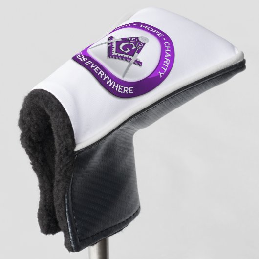 Masonic Golf Putter Cover Purple (3/4 voorkant)