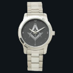 Masonic Horloges | Gepersonaliseerde vrijmetselaar<br><div class="desc">Deze unieke, elegante vrijmetselaarshorloges zorgen voor stijlvolle vrijmetselaarscadeaus voor jezelf of een andere broer... Als u het ontwerp van een desktopcomputer aanpast, wordt een gebied onder het zilveren vierkant en het kompasembleem zichtbaar, zodat u een gepersonaliseerde naam kunt toevoegen, de achtergrondkleur kunt wijzigen en het symbool zelfs kunt veranderen in...</div>