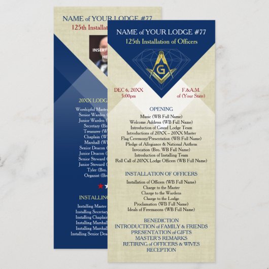 Masonic Installation-Sjabloon | Blue Diamond (Voorkant / Achterkant)