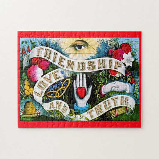 Masonic Kleurrijke Waarheid Romantische Liefde Vri Legpuzzel (Horizontaal)