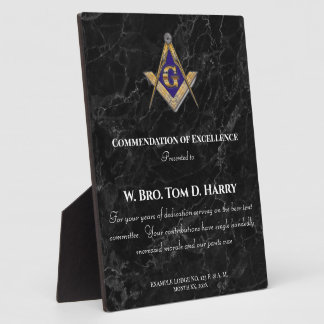 Masonic Lodge Appreciation Award Plaque Fotoplaat