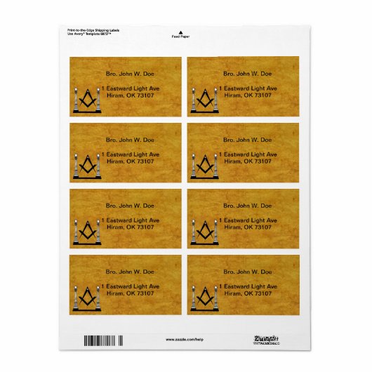 Masonic Mailing Label (Full Sheet)