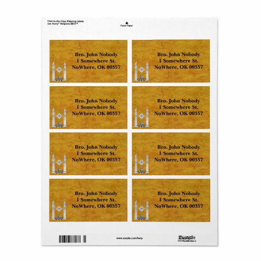 Masonic Mailing Labels (Full Sheet)
