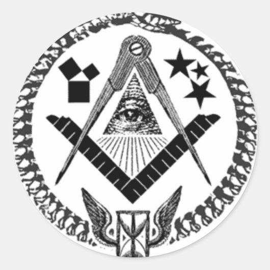 Masonic Memorabilia Ronde Sticker (Voorkant)