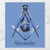 Masonic Minds (blauw) Wijn Etiket (Enkel label)