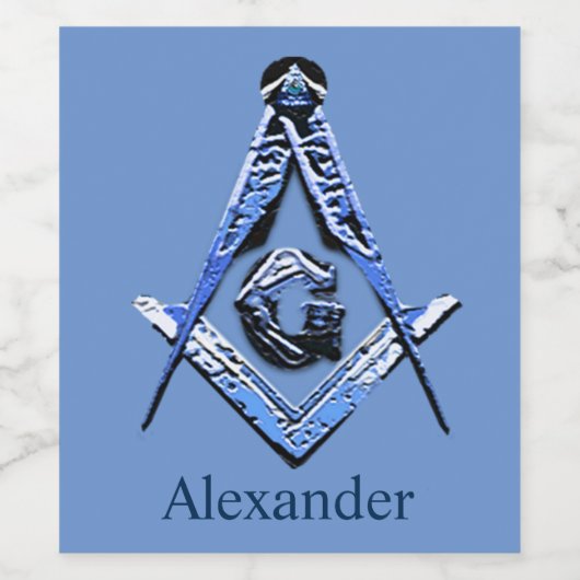 Masonic Minds (blauw) Wijn Etiket (Enkel label)