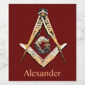 Masonic Minds (geelachtig) Wijn Etiket (Enkel label)