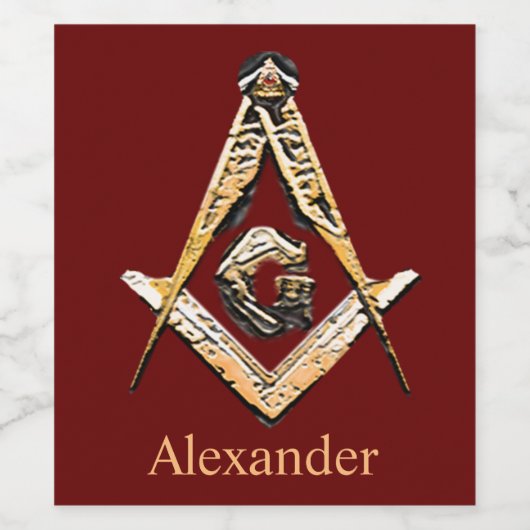 Masonic Minds (geelachtig) Wijn Etiket (Enkel label)