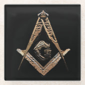 Masonic Minds (Golden) Glazen Onderzetter (Voorkant)