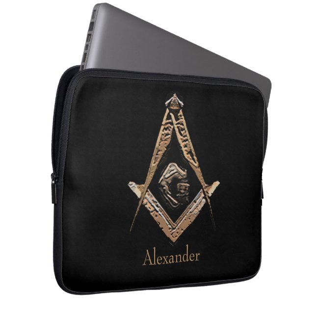 Masonic Minds (Golden) Laptop Sleeve (Voorkant Rechts)