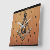 Masonic Minds (Golden) Vierkante Klok (Hoek)