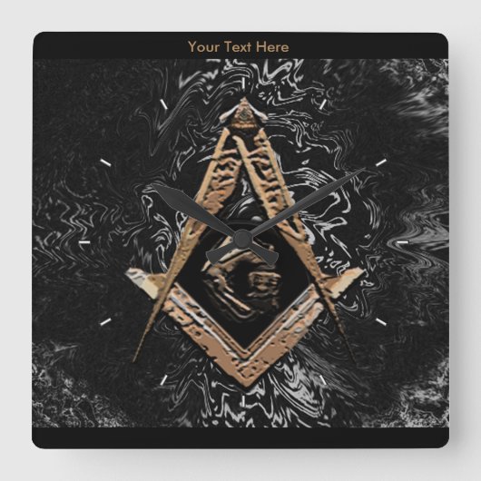 Masonic Minds (GoldenSwish) Vierkante Klok (Voorkant)