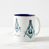 Masonic Minds (Light Blue) Tweekleurige Koffiemok (Voorkant rechts)