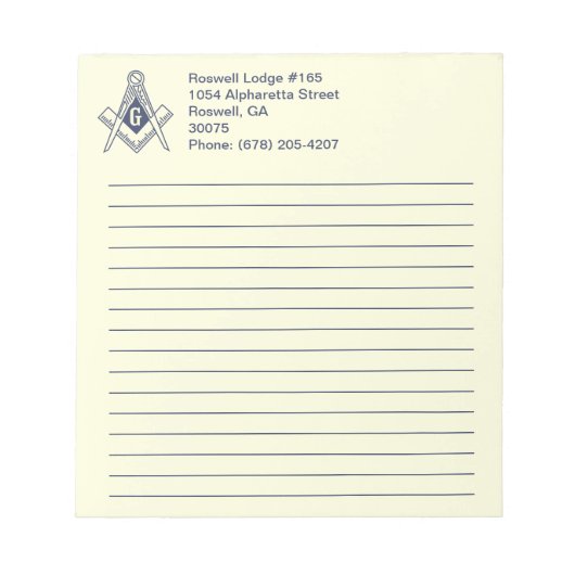 Masonic Note Pad Notitieblok (Voorkant)