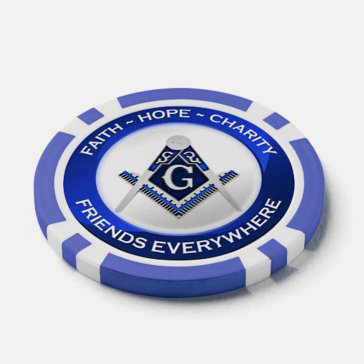 Masonic Piker Poker Chips Blue (Enkel)