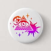 Masonic piramide en het oog ronde button 5,7 cm (Voorkant)