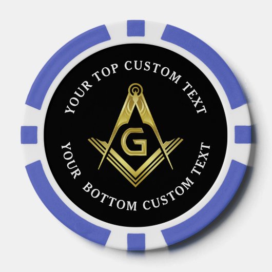 Masonic Poker Chips | Gold Square en Compass (Voorkant)