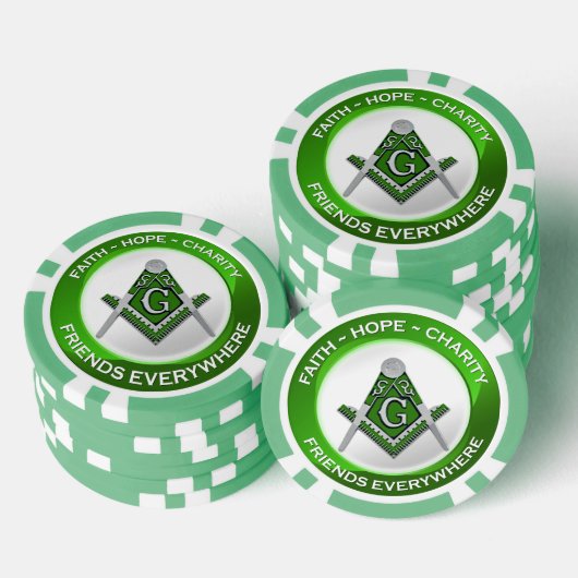 Masonic Poker Chips Green (Opstapeling)