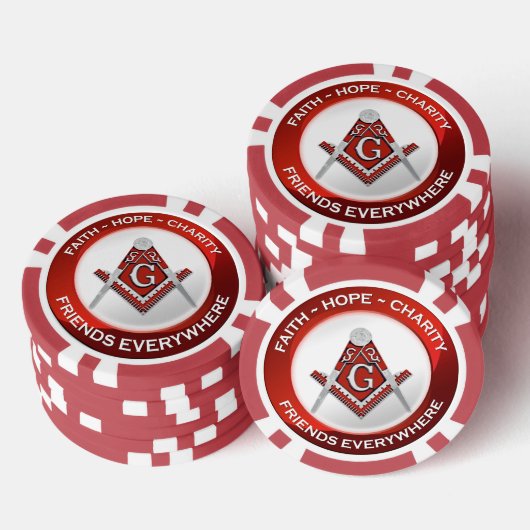 Masonic Poker Chips Red (Opstapeling)