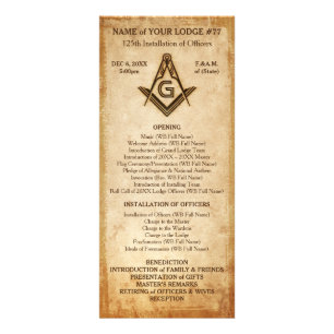 Masonic Rack Card-Sjabloon   Oud bijtend perkament Reclamekaart