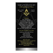 Masonic Rack Card-Sjabloon | Zwart, goud en zilver Reclamekaart (Voorkant)