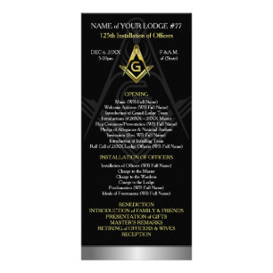 Masonic Rack Card-Sjabloon Zwart, goud en zilver Reclamekaart