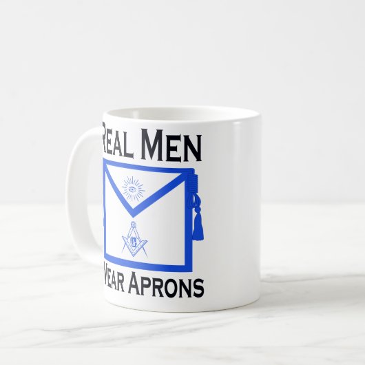 Masonic "Real Mannen Draag Aprons" mok (Voorkant links)