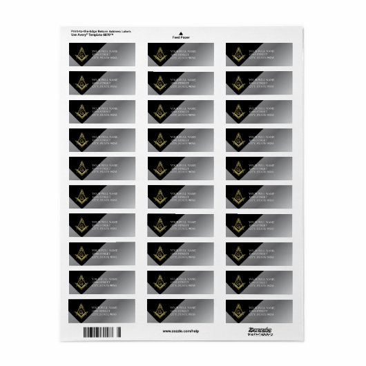 Masonic Return Address Labels (Full Sheet)