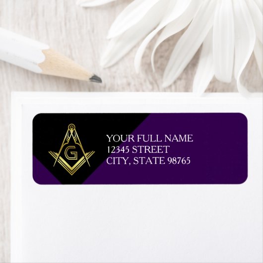 Masonic Return Address Labels | Paars en goud (Insitu)