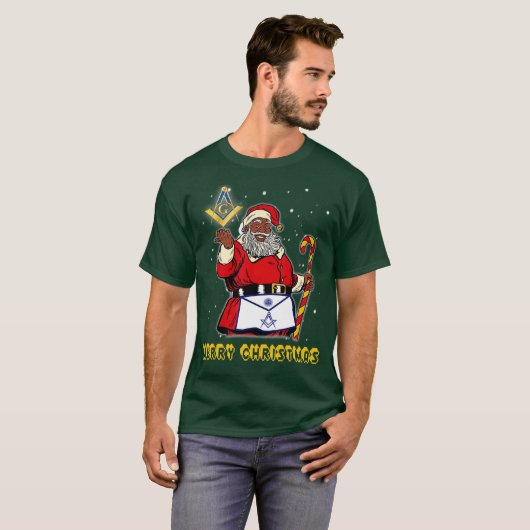Masonic Santa Claus Mason Merry Kerstmis en T-shirt (Voorkant volledig)