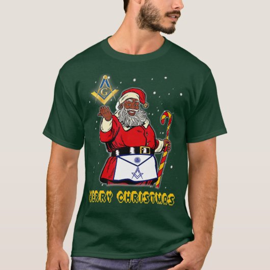 Masonic Santa Claus Mason Merry Kerstmis en T-shirt (Voorkant)