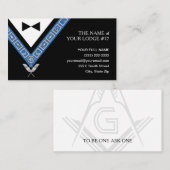 Masonic Secretary Freemason Officer Jewels Visitekaartje (Voorkant / Achterkant)