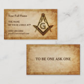 Masonic-sjabloon voor visitekaartjes | rustiek per (Voorkant / Achterkant)