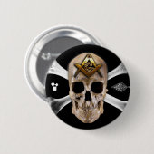 Masonic Skull & Botten Compass Square Ronde Button 5,7 Cm (Voorkant /achterkant)