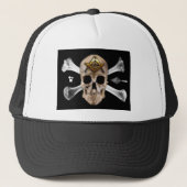 Masonic Skull & Botten Compass Square Trucker Pet (Voorkant)