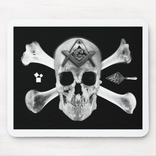 Masonic Skull & Botten, Square and Compass, Trowel Muismat (Voorkant)
