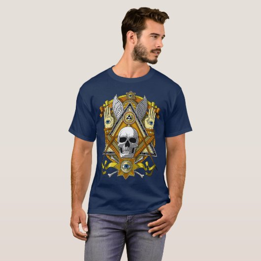 Masonic Skull Freemason Illuminati Eye Esoteric T-shirt (Voorkant volledig)