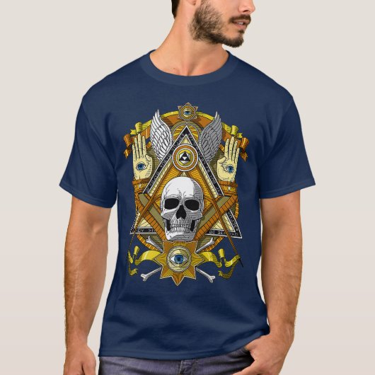 Masonic Skull Freemason Illuminati Eye Esoteric T-shirt (Voorkant)