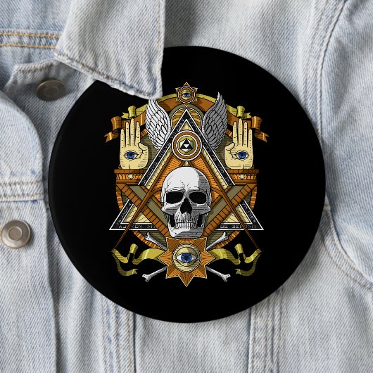 Masonic Skull Ronde Button 6,0 Cm (In situ)