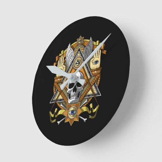 Masonic Skull Ronde Klok (Hoek)