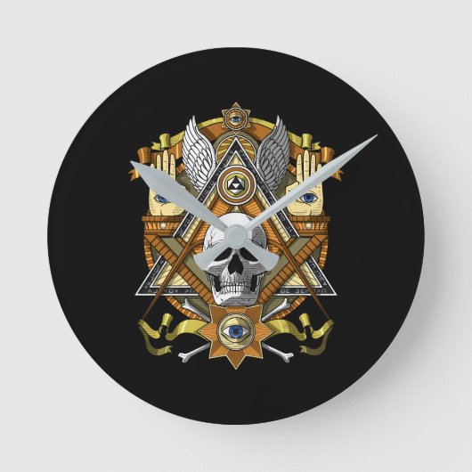 Masonic Skull Ronde Klok (Voorkant)