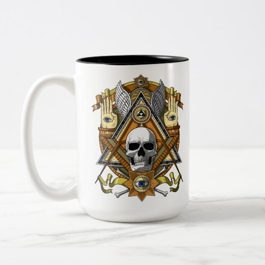 Masonic Skull Tweekleurige Koffiemok (Links)