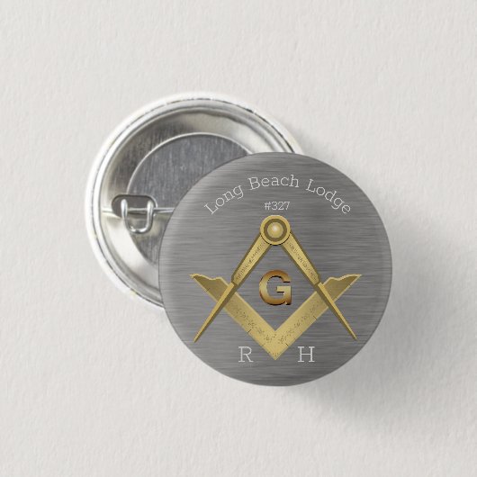 Masonic Square and Compass Monogram Ronde Button 3,2 Cm (Voorkant /achterkant)