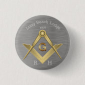 Masonic Square and Compass Monogram Ronde Button 3,2 Cm (Voorkant)