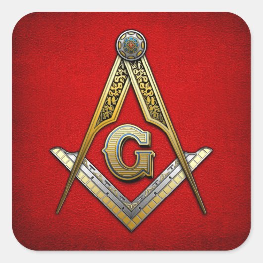 Masonic Square and Compass Vierkante Sticker (Voorkant)