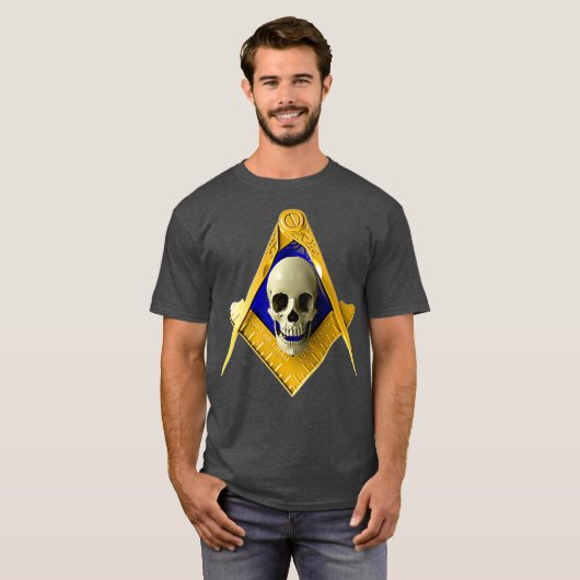 Masonic Square Compass Skull Freemason T-shirt (Voorkant volledig)