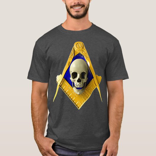 Masonic Square Compass Skull Freemason T-shirt (Voorkant)