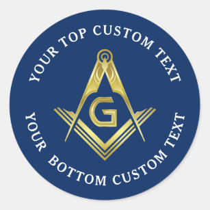 Masonic Stickers   Navy Gold Square & Compass
