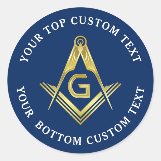 Masonic Stickers | Navy Gold Square & Compass (Voorkant)