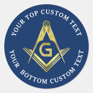 Masonic Stickers   Navy Gold Square & Compass